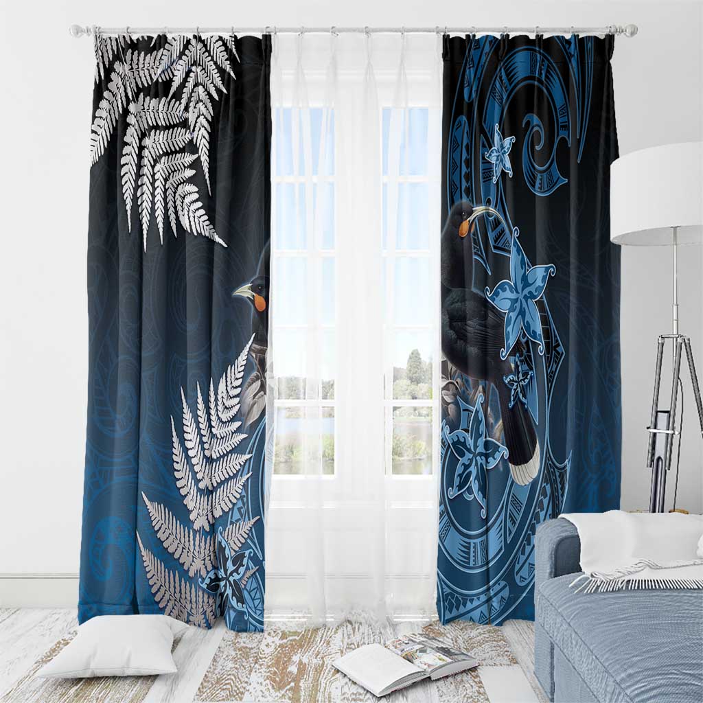 New Zealand Huia Bird Window Curtain Aotearoa Maori Pattern