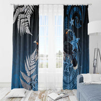 New Zealand Huia Bird Window Curtain Aotearoa Maori Pattern
