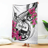 Guam Chamorro Blanket Bougainvillea White Polynesian Tribal Pattern LT05 - Polynesian Pride