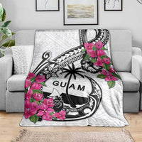 Guam Chamorro Blanket Bougainvillea White Polynesian Tribal Pattern LT05 - Polynesian Pride