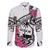 Guam Chamorro Family Matching Mermaid Dress and Hawaiian Shirt Bougainvillea White Polynesian Tribal Pattern