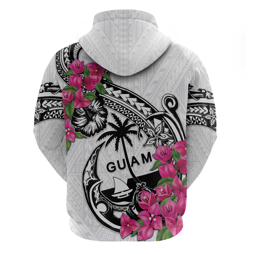Guam Chamorro Hoodie Bougainvillea White Polynesian Tribal Pattern LT05 - Polynesian Pride