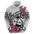 Guam Chamorro Hoodie Bougainvillea White Polynesian Tribal Pattern