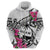 Guam Chamorro Hoodie Bougainvillea White Polynesian Tribal Pattern