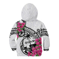 Guam Chamorro Kid Hoodie Bougainvillea White Polynesian Tribal Pattern