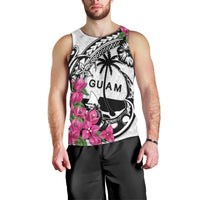 Guam Chamorro Men Tank Top Bougainvillea White Polynesian Tribal Pattern