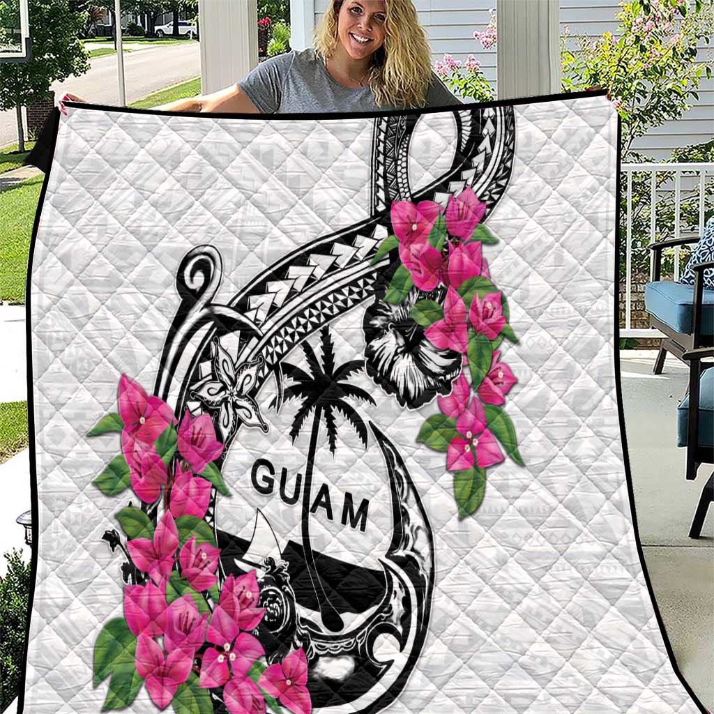 Guam Chamorro Quilt Bougainvillea White Polynesian Tribal Pattern LT05 White - Polynesian Pride