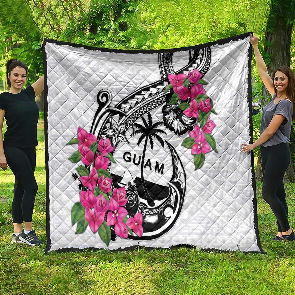 Guam Chamorro Quilt Bougainvillea White Polynesian Tribal Pattern LT05 - Polynesian Pride