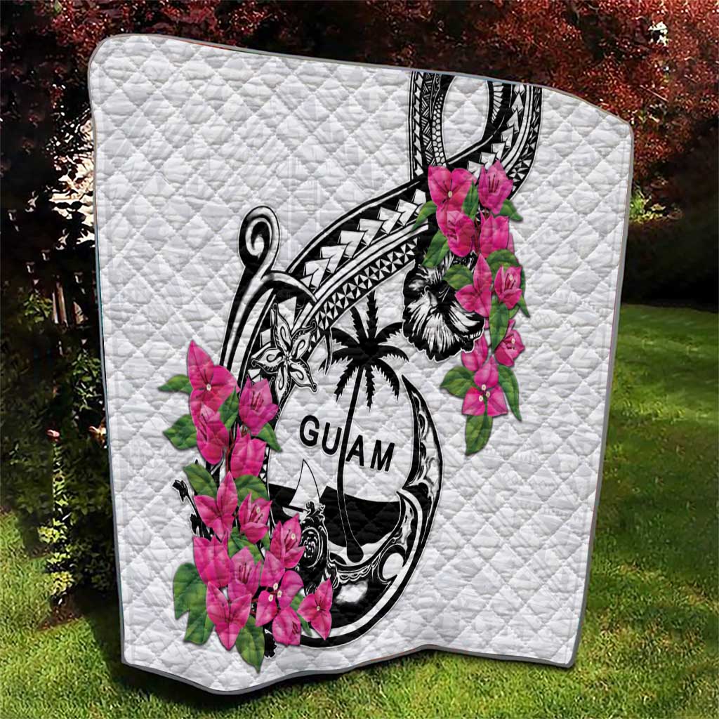 Guam Chamorro Quilt Bougainvillea White Polynesian Tribal Pattern LT05 - Polynesian Pride