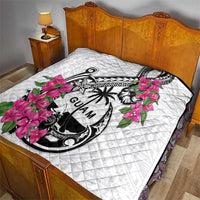 Guam Chamorro Quilt Bougainvillea White Polynesian Tribal Pattern LT05 - Polynesian Pride