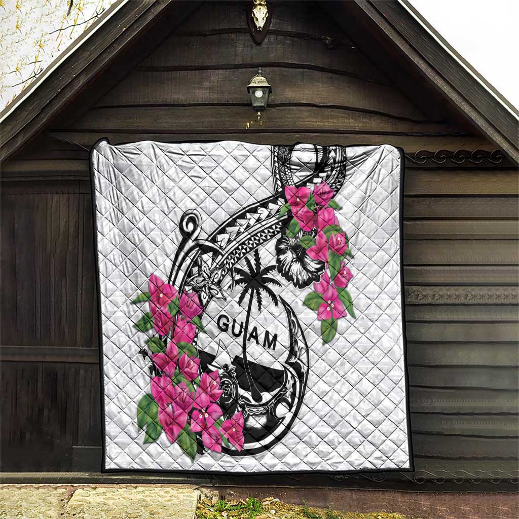 Guam Chamorro Quilt Bougainvillea White Polynesian Tribal Pattern LT05 - Polynesian Pride