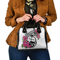 Guam Chamorro Shoulder Handbag Bougainvillea White Polynesian Tribal Pattern