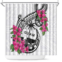 Guam Chamorro Shower Curtain Bougainvillea White Polynesian Tribal Pattern