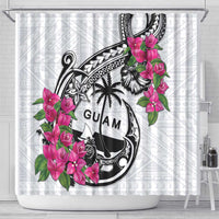 Guam Chamorro Shower Curtain Bougainvillea White Polynesian Tribal Pattern