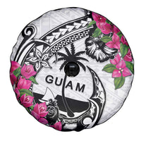 Guam Chamorro Spare Tire Cover Bougainvillea White Polynesian Tribal Pattern