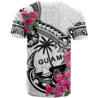 Guam Chamorro T Shirt Bougainvillea White Polynesian Tribal Pattern