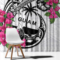 Guam Chamorro Window Curtain Bougainvillea White Polynesian Tribal Pattern