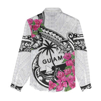 Guam Chamorro Women Casual Shirt Bougainvillea White Polynesian Tribal Pattern LT05 - Polynesian Pride