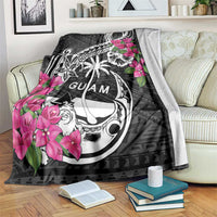 Guam Chamorro Blanket Bougainvillea Black Polynesian Tribal Pattern LT05 Black - Polynesian Pride