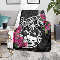 Guam Chamorro Blanket Bougainvillea Black Polynesian Tribal Pattern LT05 - Polynesian Pride