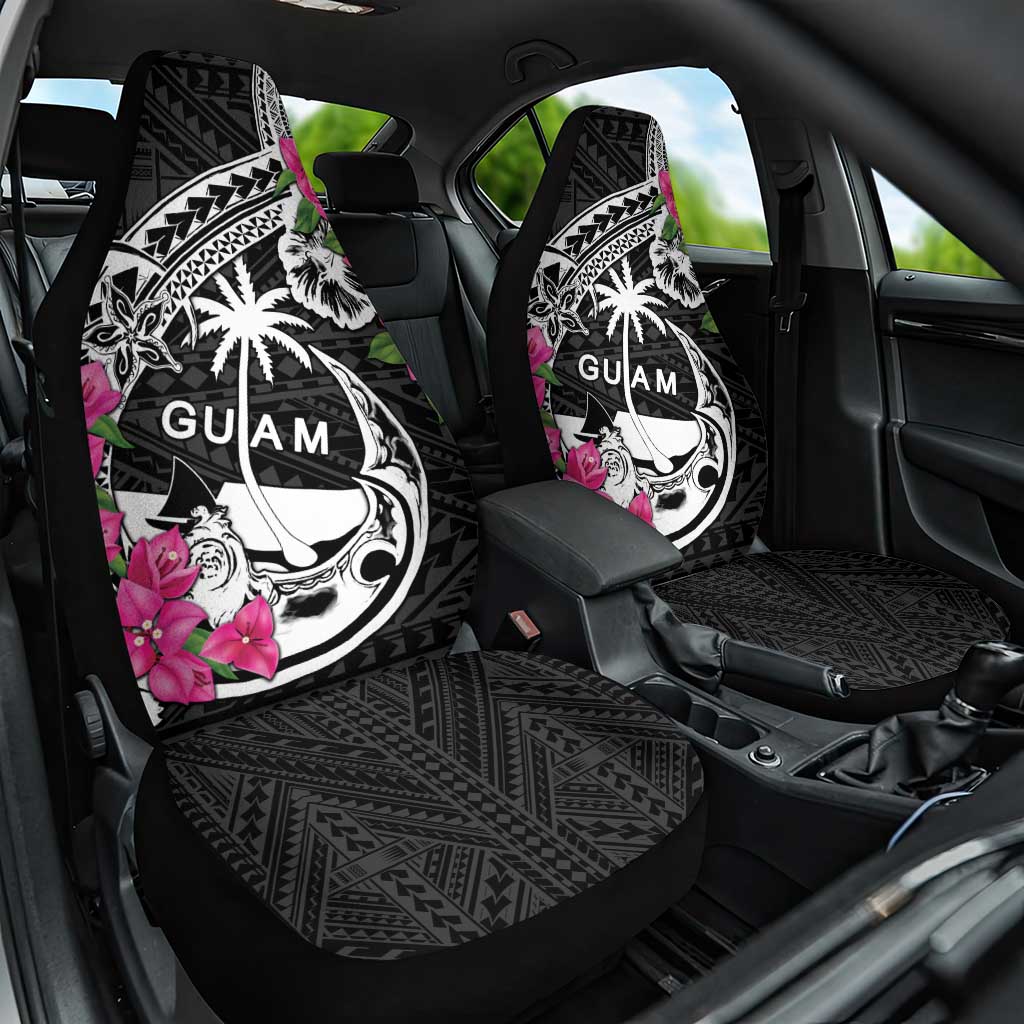 Guam Chamorro Car Seat Cover Bougainvillea Black Polynesian Tribal Pattern LT05 One Size Black - Polynesian Pride