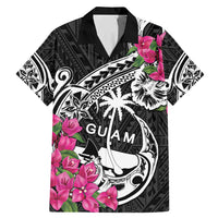 Guam Chamorro Family Matching Mermaid Dress and Hawaiian Shirt Bougainvillea Black Polynesian Tribal Pattern LT05 Dad's Shirt - Short Sleeve Black - Polynesian Pride
