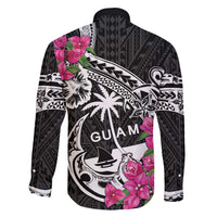 Guam Chamorro Family Matching Short Sleeve Bodycon Dress and Hawaiian Shirt Bougainvillea Black Polynesian Tribal Pattern LT05 - Polynesian Pride