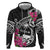 Guam Chamorro Hoodie Bougainvillea Black Polynesian Tribal Pattern