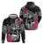 Guam Chamorro Hoodie Bougainvillea Black Polynesian Tribal Pattern