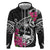 Guam Chamorro Hoodie Bougainvillea Black Polynesian Tribal Pattern