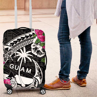 Guam Chamorro Luggage Cover Bougainvillea Black Polynesian Tribal Pattern