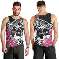 Guam Chamorro Men Tank Top Bougainvillea Black Polynesian Tribal Pattern