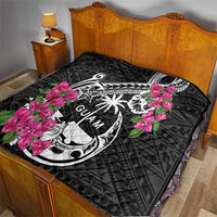Guam Chamorro Quilt Bougainvillea Black Polynesian Tribal Pattern LT05 - Polynesian Pride
