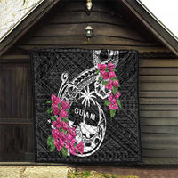 Guam Chamorro Quilt Bougainvillea Black Polynesian Tribal Pattern LT05 - Polynesian Pride