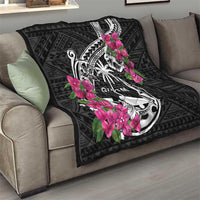 Guam Chamorro Quilt Bougainvillea Black Polynesian Tribal Pattern LT05 - Polynesian Pride