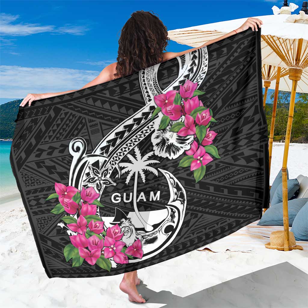 Guam Chamorro Sarong Bougainvillea Black Polynesian Tribal Pattern