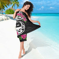 Guam Chamorro Sarong Bougainvillea Black Polynesian Tribal Pattern