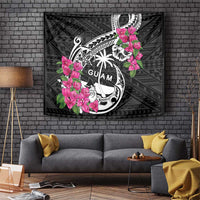 Guam Chamorro Tapestry Bougainvillea Black Polynesian Tribal Pattern