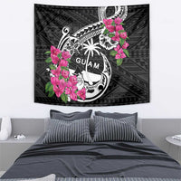 Guam Chamorro Tapestry Bougainvillea Black Polynesian Tribal Pattern