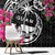 Guam Chamorro Window Curtain Bougainvillea Black Polynesian Tribal Pattern