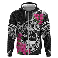 Guam Chamorro Zip Hoodie Bougainvillea Black Polynesian Tribal Pattern LT05 Zip Hoodie Black - Polynesian Pride