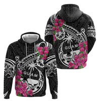 Guam Chamorro Zip Hoodie Bougainvillea Black Polynesian Tribal Pattern LT05 - Polynesian Pride
