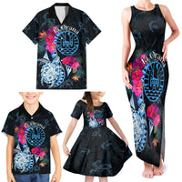 Tahiti Ia Orana Family Matching Tank Maxi Dress and Hawaiian Shirt Polynesian Turtle With Coat Of Arms LT05 - Polynesian Pride