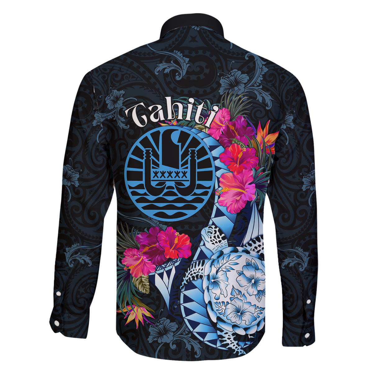 Tahiti Ia Orana Family Matching Tank Maxi Dress and Hawaiian Shirt Polynesian Turtle With Coat Of Arms LT05 - Polynesian Pride