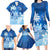 Personalised Bula Fiji Family Matching Long Sleeve Bodycon Dress and Hawaiian Shirt Fijian Masi Pattern With Blue Coat Of Arms LT05 - Polynesian Pride