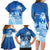 Personalised Bula Fiji Family Matching Long Sleeve Bodycon Dress and Hawaiian Shirt Fijian Masi Pattern With Blue Coat Of Arms LT05 - Polynesian Pride