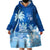 Personalised Bula Fiji Wearable Blanket Hoodie Fijian Masi Pattern With Blue Coat Of Arms LT05 - Polynesian Pride