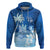 Personalised Bula Fiji Zip Hoodie Fijian Masi Pattern With Blue Coat Of Arms LT05 Pullover Hoodie Blue - Polynesian Pride