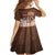 Personalised Bula Fiji Kid Short Sleeve Dress Fijian Masi Pattern With Brown Coat Of Arms LT05 - Polynesian Pride
