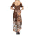 Personalised Bula Fiji Summer Maxi Dress Fijian Masi Pattern With Brown Coat Of Arms LT05 - Polynesian Pride